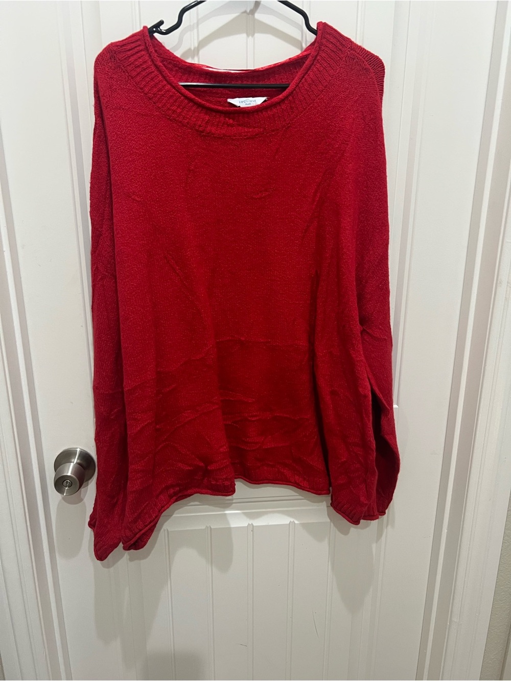 Women's Red Pullover Sweater - Relaxed Crewneck